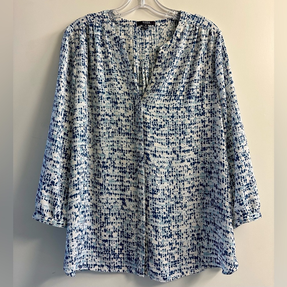 NYDJ Pintuck Blue Blouse - Size Medium
